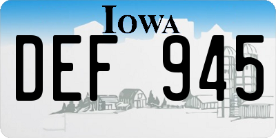IA license plate DEF945