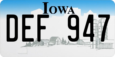 IA license plate DEF947