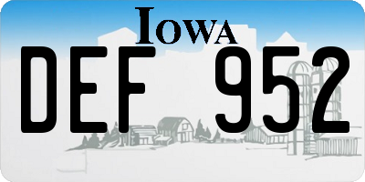IA license plate DEF952