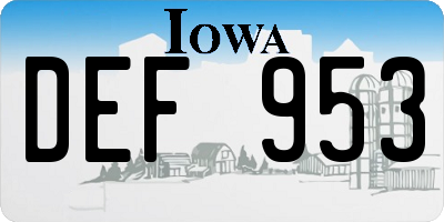 IA license plate DEF953