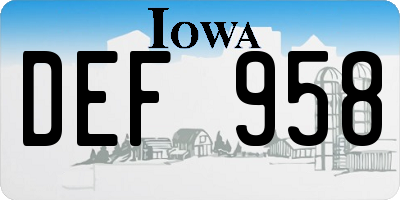 IA license plate DEF958