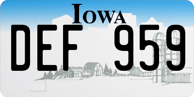 IA license plate DEF959