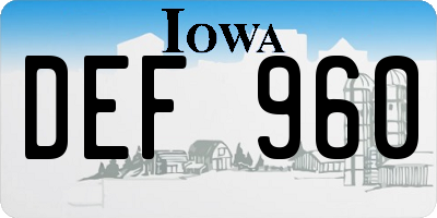 IA license plate DEF960