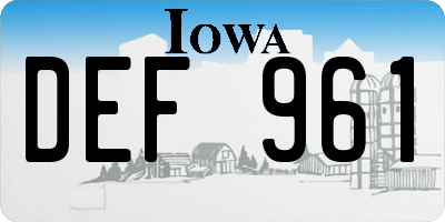 IA license plate DEF961
