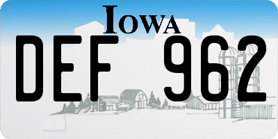 IA license plate DEF962