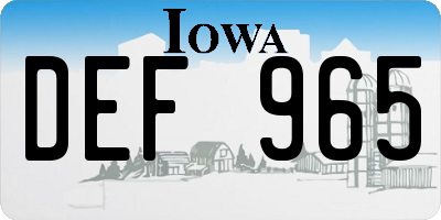 IA license plate DEF965