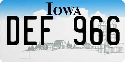 IA license plate DEF966