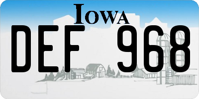 IA license plate DEF968