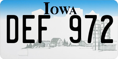 IA license plate DEF972