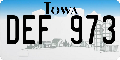 IA license plate DEF973