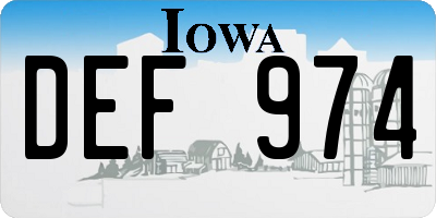 IA license plate DEF974