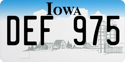 IA license plate DEF975