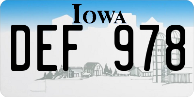 IA license plate DEF978