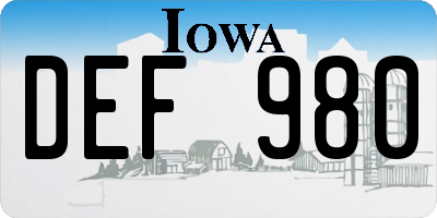 IA license plate DEF980