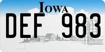 IA license plate DEF983