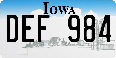 IA license plate DEF984