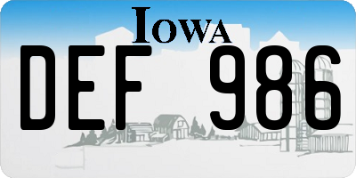 IA license plate DEF986