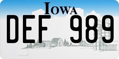 IA license plate DEF989