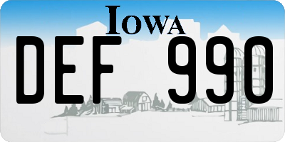 IA license plate DEF990