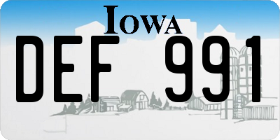 IA license plate DEF991