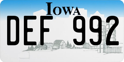 IA license plate DEF992