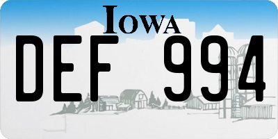 IA license plate DEF994