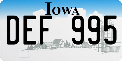 IA license plate DEF995
