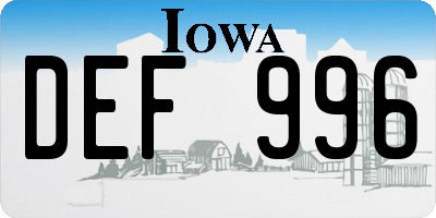 IA license plate DEF996