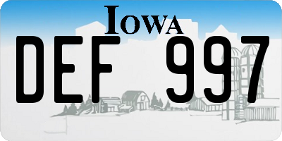 IA license plate DEF997