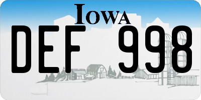 IA license plate DEF998