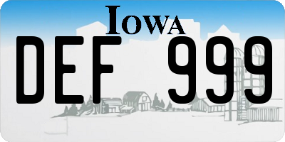 IA license plate DEF999