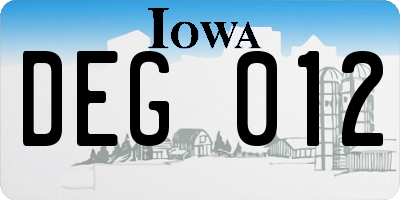IA license plate DEG012