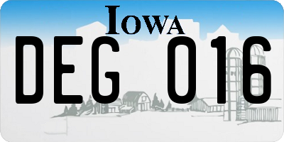 IA license plate DEG016