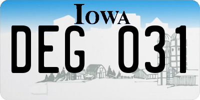 IA license plate DEG031