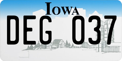 IA license plate DEG037