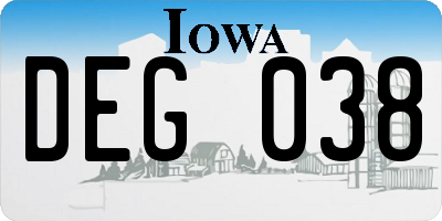 IA license plate DEG038
