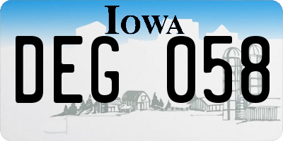 IA license plate DEG058