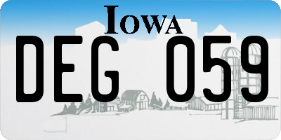 IA license plate DEG059