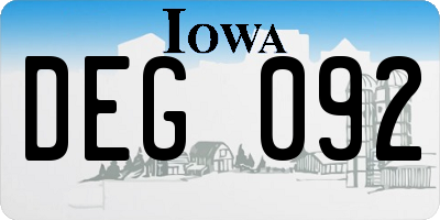 IA license plate DEG092