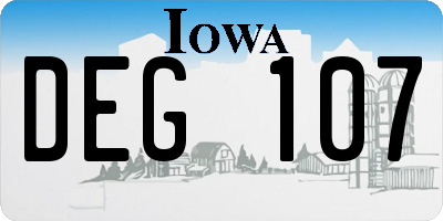 IA license plate DEG107