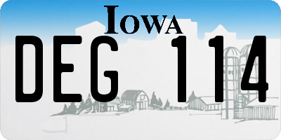 IA license plate DEG114
