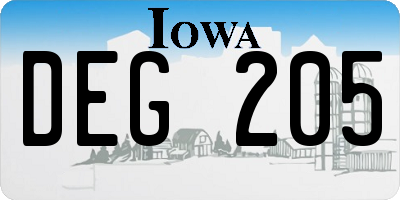 IA license plate DEG205