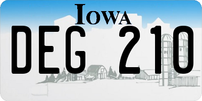 IA license plate DEG210