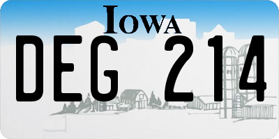 IA license plate DEG214