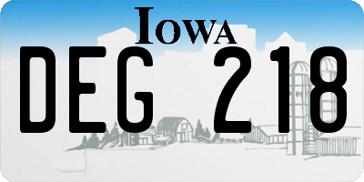IA license plate DEG218