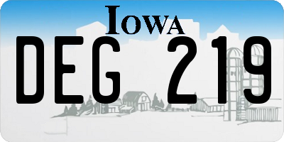 IA license plate DEG219