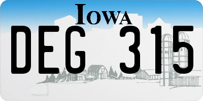 IA license plate DEG315