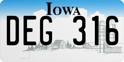 IA license plate DEG316