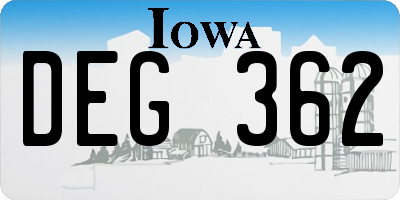 IA license plate DEG362