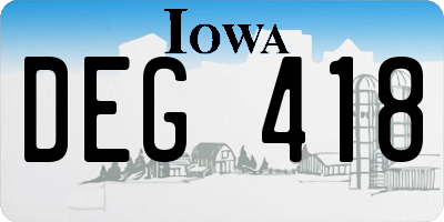 IA license plate DEG418